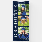 Abschluss 2024 Foto Collage Navy Blue Graduate Banner (Vertikal)