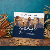 Abschluss 2024 Foto Collage Navy Blue Keepake Fotoplatte (Seite)