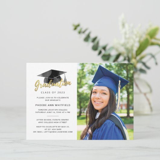 Abschluss 2024 Foto Party Einladung (Stehend Vorderseite)