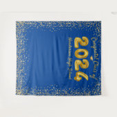 Abschluss 2024 Gold Balloons Blue Foto Hintergrund Wandteppich (Vorderseite (Horizontal))