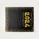 Abschluss 2024 Gold Balloons Schwarzes Foto Hinter Wandteppich (Vorderseite (Horizontal))