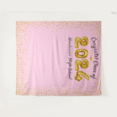 Abschluss 2024 Goldballons Rosa Foto Hintergrund Wandteppich (Vorderseite (Horizontal))