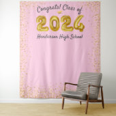 Abschluss 2024 Goldballons Rosa Foto Hintergrund Wandteppich (Beispiel)