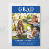 Abschluss 2024 Grad Foto Collage Blue Party Einladung (Vorderseite)