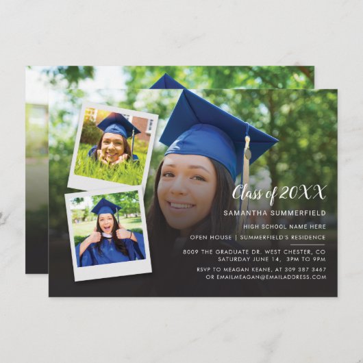Abschluss 2024 Grad Foto Collage Party Einladung (Vorne/Hinten)