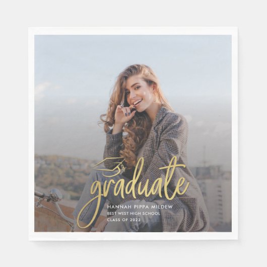 Abschluss 2024 Graduate Foto Script Party Paper Serviette (Vorderseite)