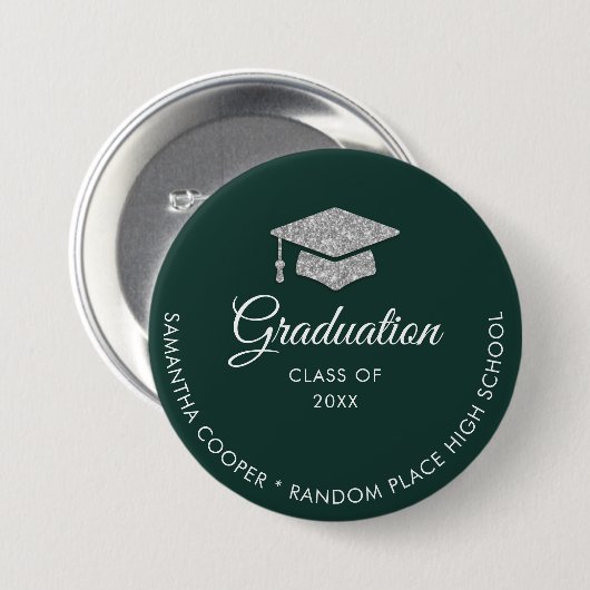 Abschluss 2024 Grüner und Weißer Sake Button (Vorne & Hinten)