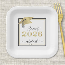 Abschluss 2024 Imitate Metallic Gold Cap Black