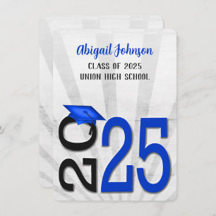 Abschluss 2024 in den Farben Blau und Schwarz der  Einladung