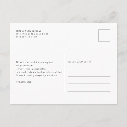 Abschluss 2024, Kap, Script danke You Card Postkarte (Rückseite)