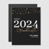 Abschluss 2024: Konfetti-Klassifikation Schwarz un Magnetkarte (Vorne/Hinten)