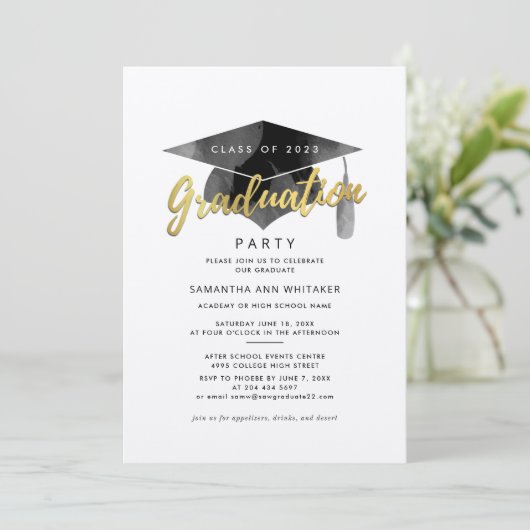 Abschluss 2024 Minimalistisches Foto Grad Party Einladung (Stehend Vorderseite)