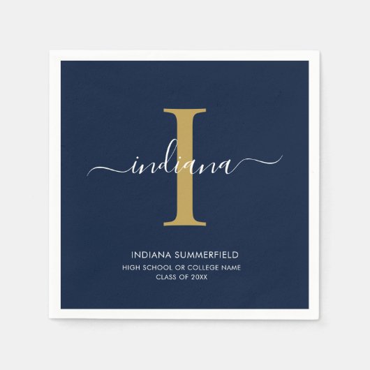 Abschluss 2024 Monogramm Skriptname Grad Party Serviette (Vorderseite)