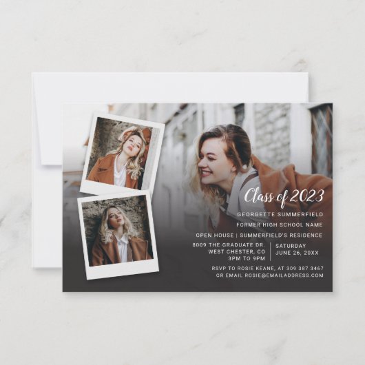 Abschluss 2024 Multi-Foto Script Open House Einladung (Vorderseite)