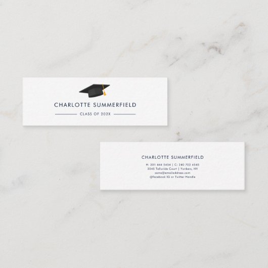Abschluss 2024 Name Modern Grad Calling Card Mini Visitenkarte (Vorne/Hinten)