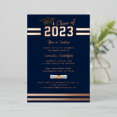 Abschluss 2024 Navy Blue Party Rose Gold Folieneinladung (Stehend vorne)