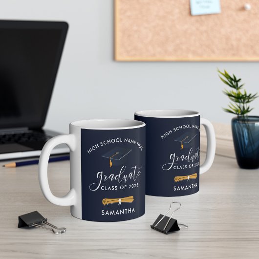 Abschluss 2024 Navy Blue Personalisiert Zweifarbige Tasse