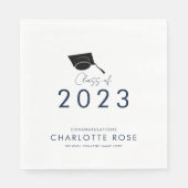 Abschluss 2024 Navy Blue Script Grad Party Paper Serviette (Vorderseite)