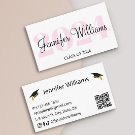 Abschluss 2024 qr rosa Skriptnamenkarte Begleitkarte