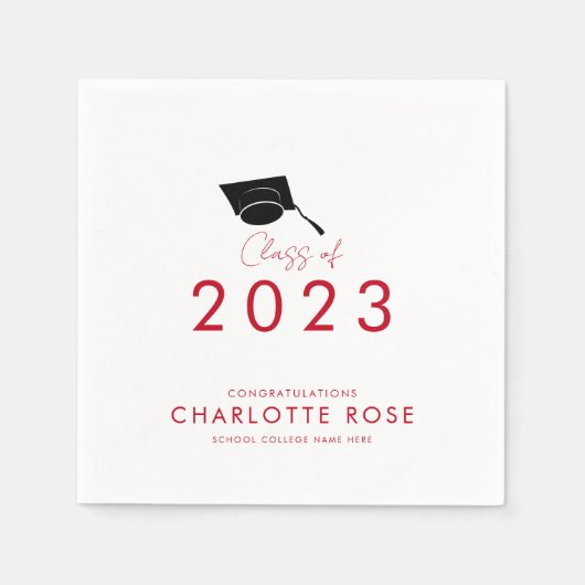 Abschluss 2024 Red Script Grad Party Paper Serviette (Vorderseite)