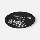 Abschluss 2024 Schwarz-weiß | Pfotendrucke Abschlu Pappteller (Schrägansicht)