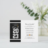 Abschluss 2024 Schwarze Typografie Party Einladung (Stehend Vorderseite)