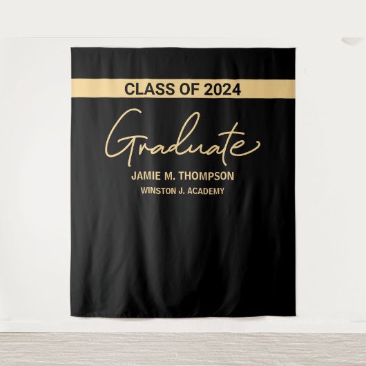 Abschluss 2024 - Schwarzer Name Wandteppich (Vorderseite)
