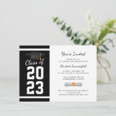 Abschluss 2024 Schwarzes und Weiß Grad Party Einladung (Stehend Vorderseite)
