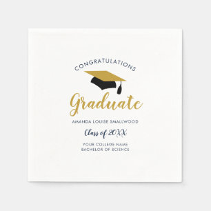 Abschluss 2024 Script Gold Cap Grad Party Paper Serviette