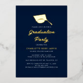 Abschluss 2024 Script Navy Blue Grad Party Gold Folieneinladung (Vorderseite)