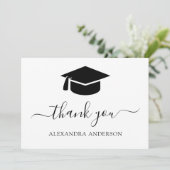 Abschluss 2024 Vielen Dank Schwarz-weiß Dankeskarte (Stehend Vorderseite)