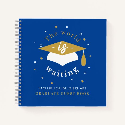 Abschluss 2024 World is Warten Blue Party Guest Notizblock (Vorderseite)