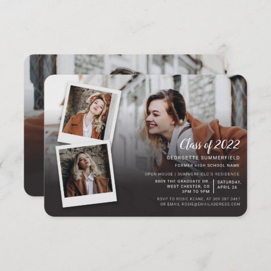 Abschluss 2025 4 Fotos Grad Party Einladung (Vorne/Hinten)