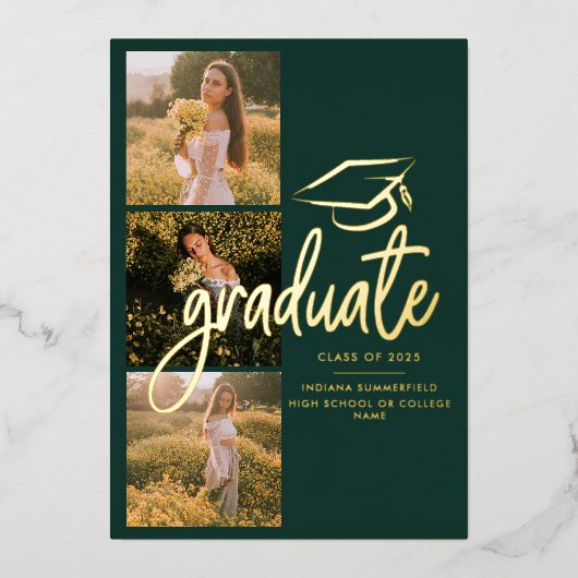 Abschluss 2025 Ankündigung von Green Foto Gold Foi (Vorderseite)