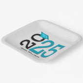 Abschluss 2025 Aquamarin und schwarz auf Holz Pappteller (Gewinkelt)