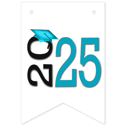 Abschluss 2025 Aquamarin und schwarz Wimpelkette (Dritte Fahne)