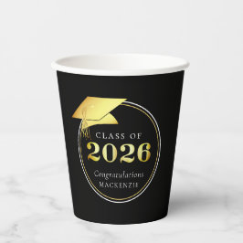 Abschluss 2025 Black Imitats Metallic Gold Pappbecher