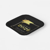 Abschluss 2025 Black Imitats Metallic Gold Pappteller (Gewinkelt)