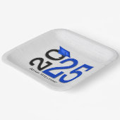 Abschluss 2025 Blau und Schwarz auf Holz Pappteller (Gewinkelt)