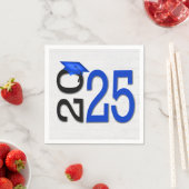 Abschluss 2025 Blau und Schwarz auf Holz Serviette (Beispiel)