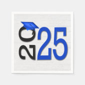 Abschluss 2025 Blau und Schwarz auf Holz Serviette (Vorderseite)