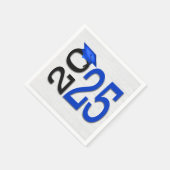 Abschluss 2025 Blau und Schwarz auf Holz Serviette (Ecke)