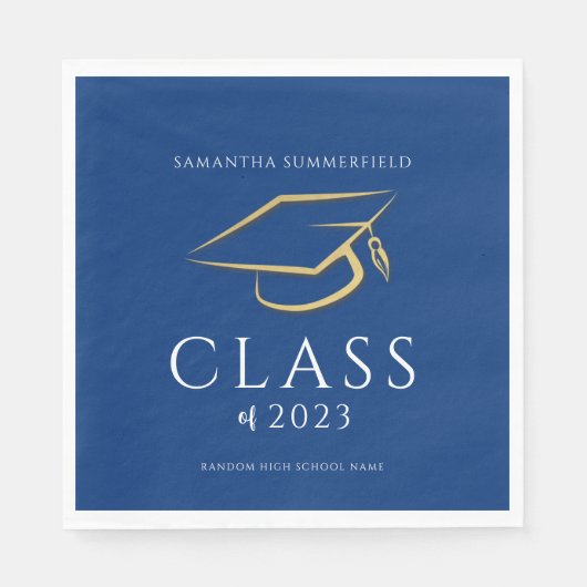 Abschluss 2025 Blue Gold Cap Grad Party Paper Serviette (Vorderseite)