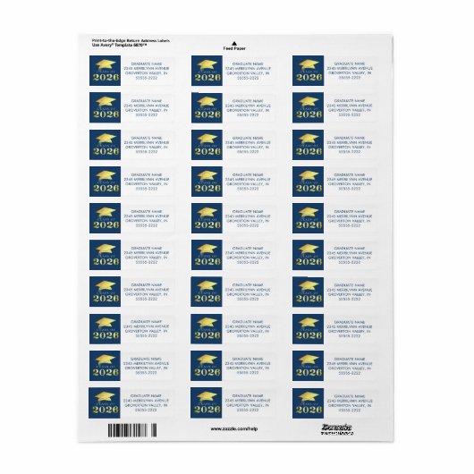 Abschluss 2025 Blue Imitats Gold oder Farbe (Vorne)