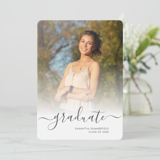 Abschluss 2025 Einfache 2 Fotos Grad Ankündigung (Stehend Vorderseite)