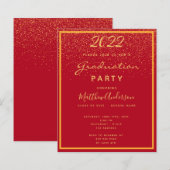 Abschluss 2025 - Einladung für Party-Rotes Gold (Vorne/Hinten)