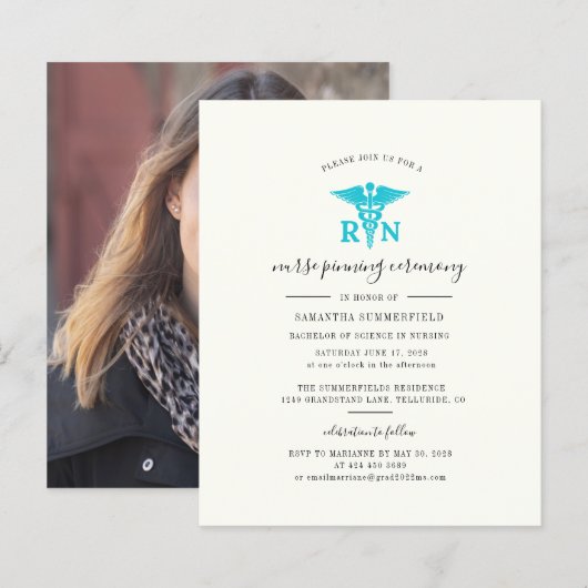 Abschluss 2025 Einladung zur Krankenpflege im Foto (Vorne/Hinten)