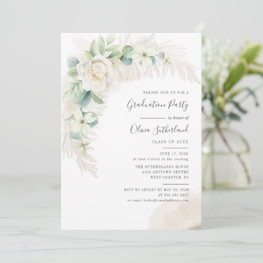 Abschluss 2025 Foto Botanisches Grad Party Einladung (Stehend Vorderseite)