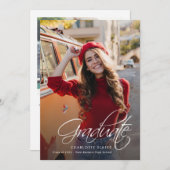 Abschluss 2025 Foto Calligraphy Elegant Ankündigung (Vorne/Hinten)