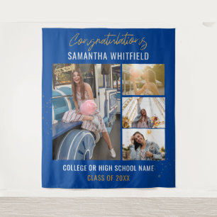 Abschluss 2025 Foto Collage Blue Grad Fotostand Wandteppich